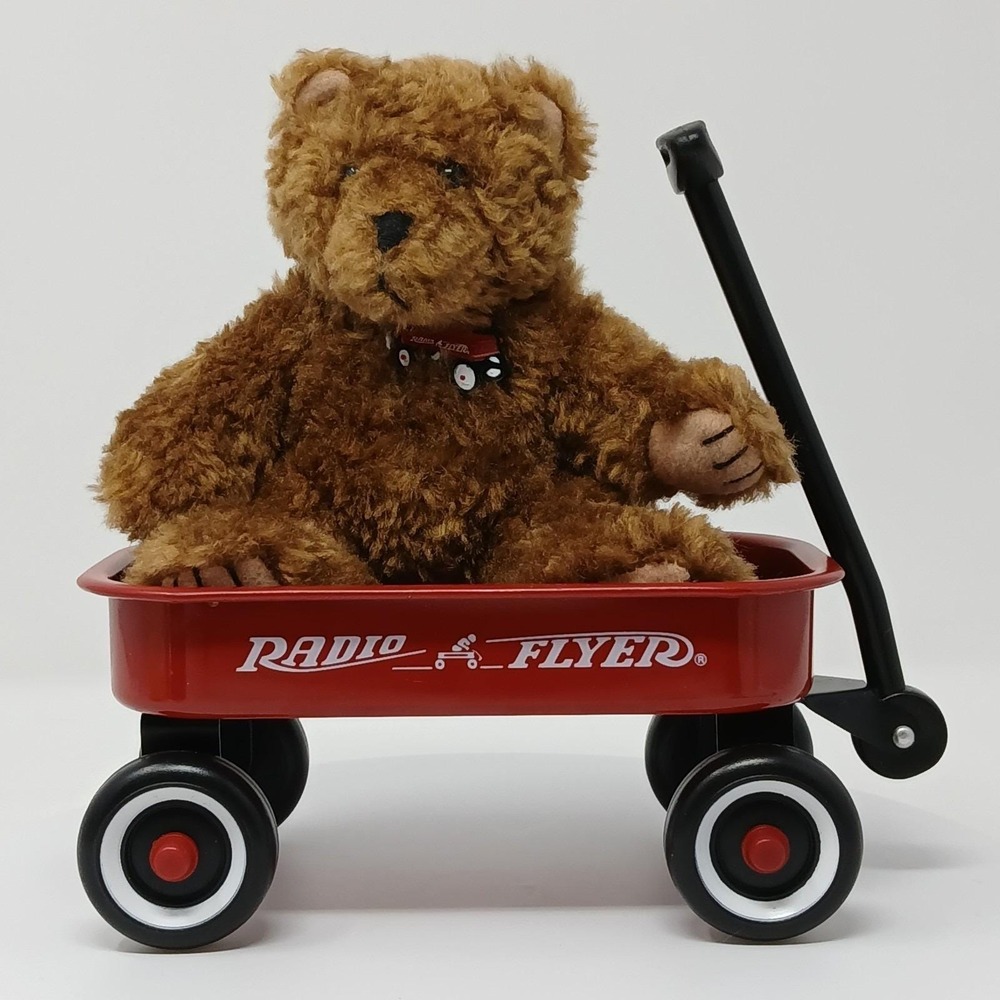 Radio Flyer Little Red Wagon Friends Grizz Plush Bear & Red Wagon Boxed WF11